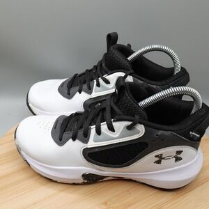 Under Armour Kids 5Y White Black Athletic Basketball Sneakers 3025617-101 Flaw
